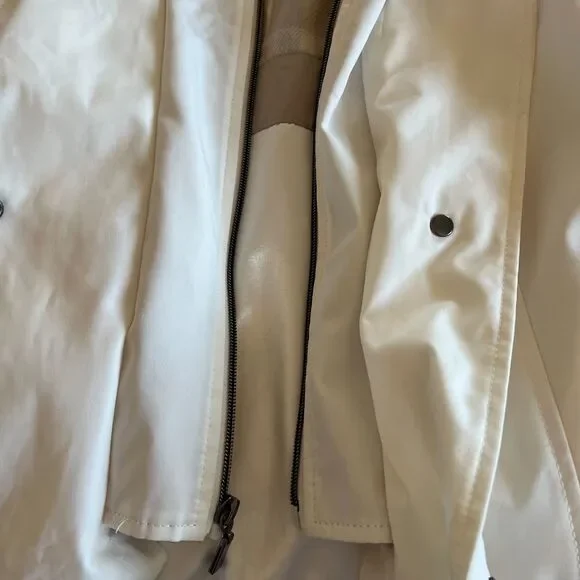 Coldwater Creek Women Ivory Hooded Long Vest Jacket Petite Large Water Repellent - Picture 7 of 13